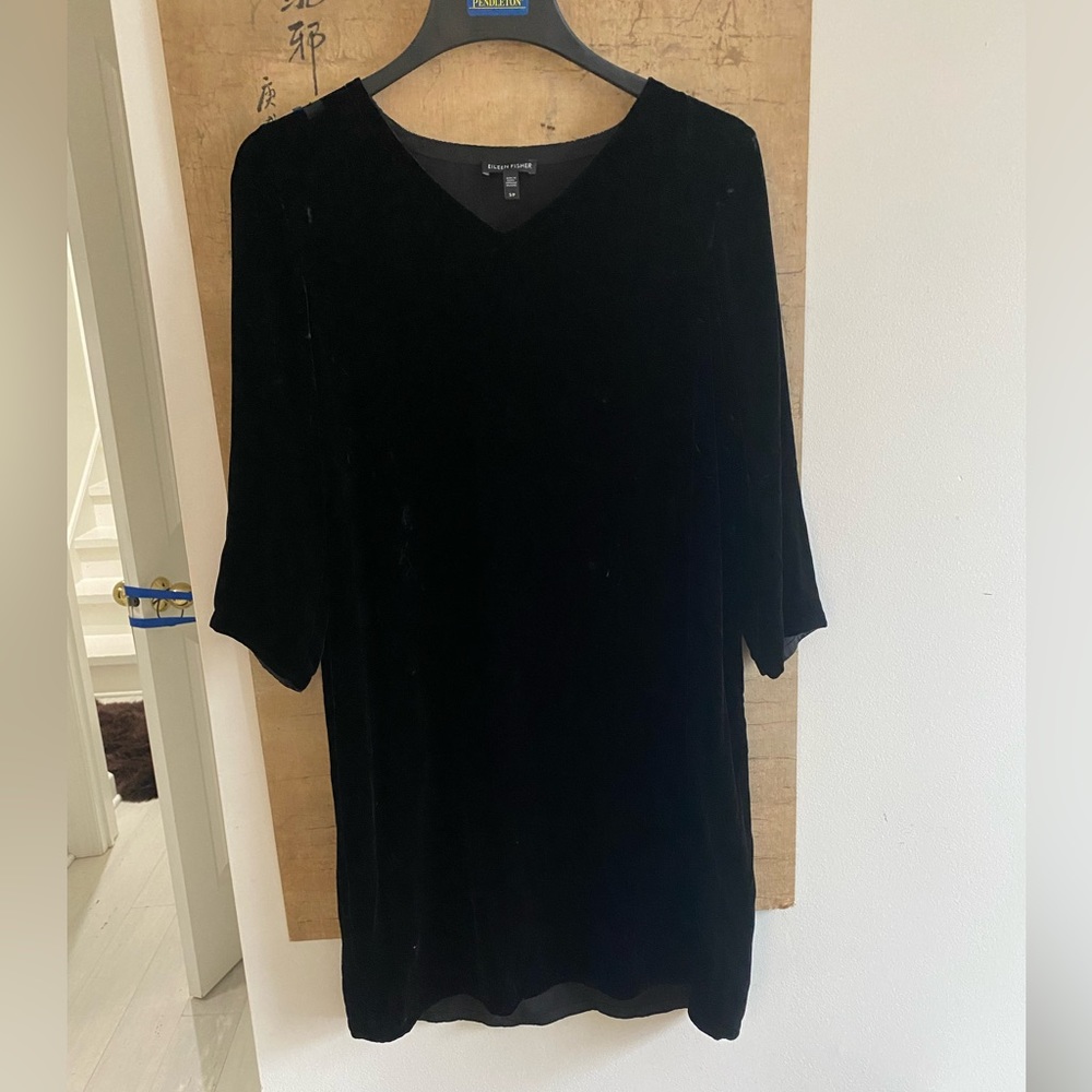 Black velvet shift dress